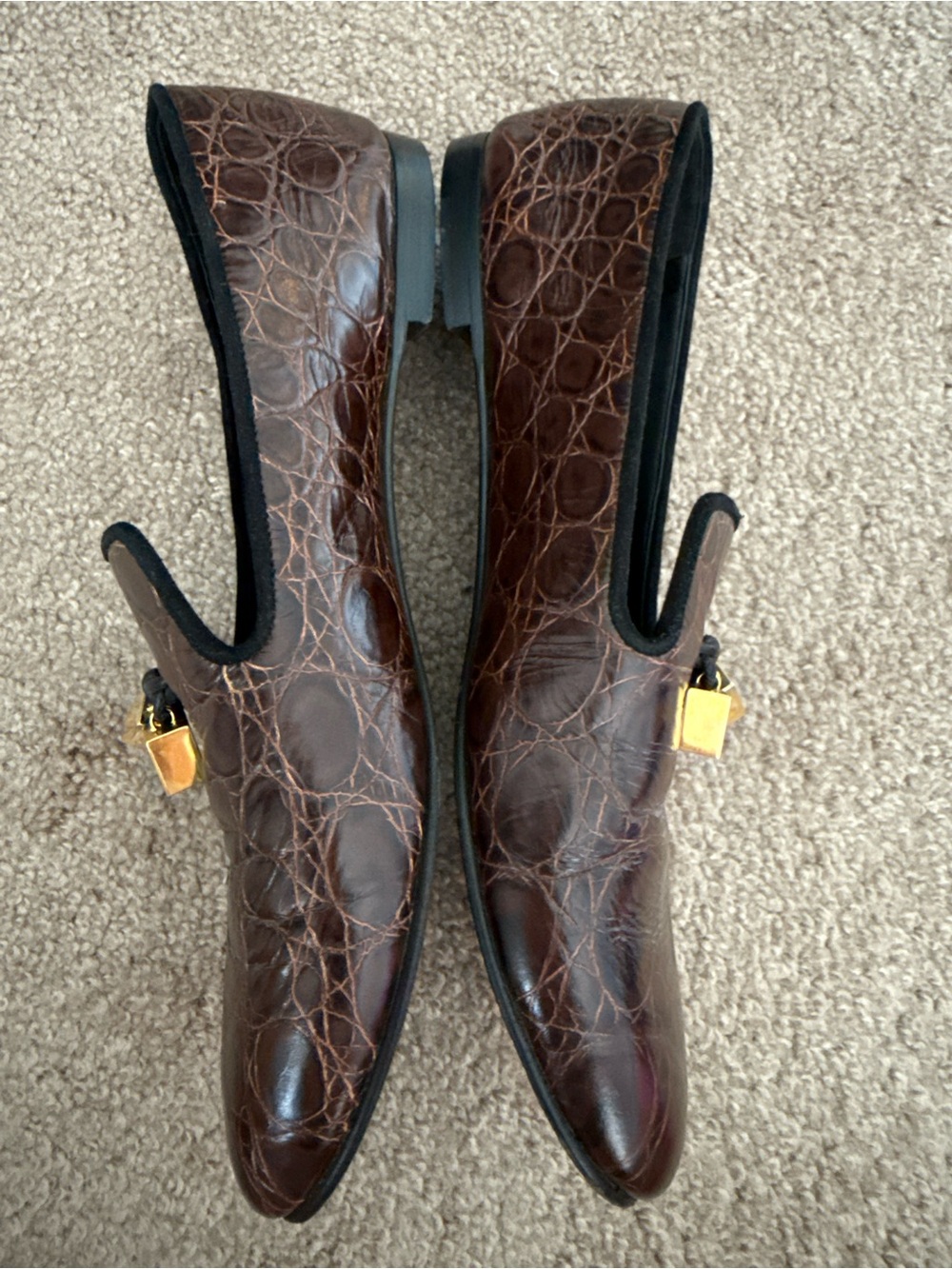 GIUSEPPE ZANOTTI Croc-Embossed Leather Tassel Loafers - Picture 7 of 11